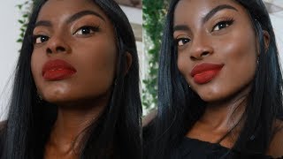 CLASSIC RED LIP on DARK SKIN but I’m not a makeup artist  WOC friendly [upl. by Annoeik]