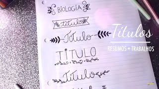 IDEIAS DE TÍTULOS PARA DECORAR SEU CADERNO [upl. by Arbed]