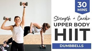 25Minute Upper Body HIIT Workout with Dumbbells Strength  Cardio [upl. by Mckenzie]