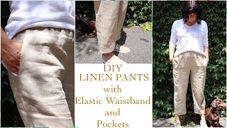 DIY LINEN PANTS How to sew Easy Tutorial [upl. by Derwin]