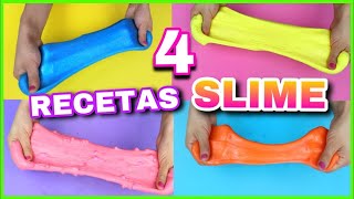 4 RECETAS PARA HACER SLIME  SLIME FÁCIL Y SIN BÓRAX  NatyGloss [upl. by Emrich862]