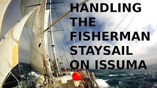 Handling the Fisherman On a Staysail Schooner [upl. by Tammie967]