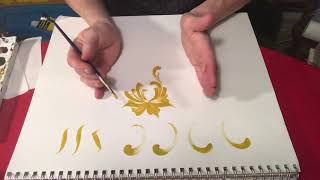 Rosemaling flower with detail demonstration  Lise Lorentzen  unintentional ASMR [upl. by Brigida]