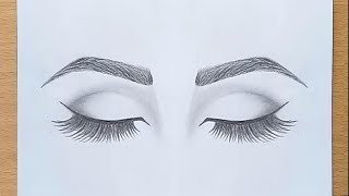 How to draw Closed Eyes for beginners step by step [upl. by Eytteb]