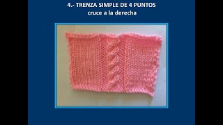 TRENZA SIMPLE DE 4 PUNTOS  TEJIDA A PALILLO [upl. by Essila]