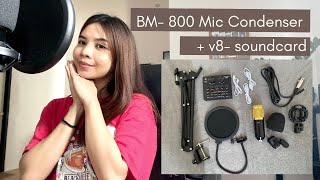 BM800 Condenser Microphone  V8Soundcard  Full Review Setup Audio tests Lazada [upl. by Oirelav38]