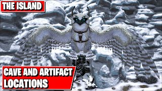 ALL CAVE AND ARTIFACTS LOCATIONS  THE ISLAND  ARK SURVIVAL EVOLVED [upl. by Hound]