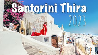 Santorini Thira Fira walking tour 4k Greece 2023 [upl. by Stevie]