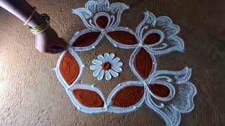 Aadi special muggulubeautiful lotus flowers kolam aadiveli traditional easyrangoli kolam designs [upl. by Rehctelf]