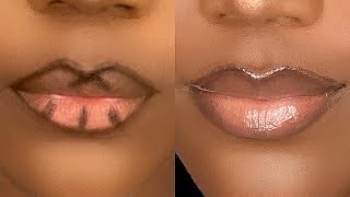 GLOSSY NUDE LIP COMBO FOR WOC  DARKSKIN  OMBRE LIPS TUTORIAL [upl. by Imrots142]