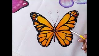 Como Pintar Mariposa Monarca  How to Paint Monarch Butterfly [upl. by Yecaj]