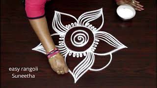 Simple cute muggulu designs  easy rangoli by Suneetha  new kolams [upl. by Imis40]