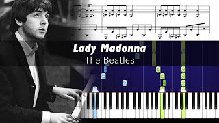 The Beatles  Lady Madonna  Accurate Piano Tutorial with Sheet Music [upl. by Annahaj]