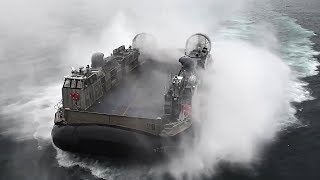 LCAC Hovercraft Well Deck Operations Aboard Amphibious Assault Ship USS Wasp [upl. by Ajan]