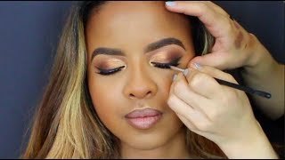 Viral Makeup Artist Tutorial😍 Easy Gold Cut Crease on WOC [upl. by Jamey]