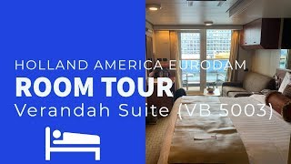 Holland America Eurodam Room Tour  Verandah Suite 5003 [upl. by Hijoung931]