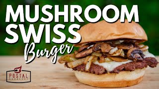 Mushroom Swiss Burger Recipe  Easy Homemade Mushroom Smashburger [upl. by Aillimac]