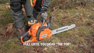 How To Start A Chainsaw With Husqvarna [upl. by Aicargatla]