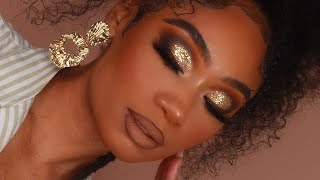 Gold Glitter Smoky Makeup Look  MakeupTiffanyJ [upl. by Ylro]