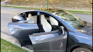 Real life 2021 Tesla Model Y WHITE INTERIOR review NO TALKING [upl. by Zebaj]