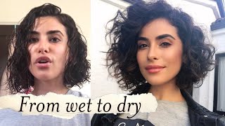 How to Style Short Curly Hair  WET TO DRY Tutorial [upl. by Kram]