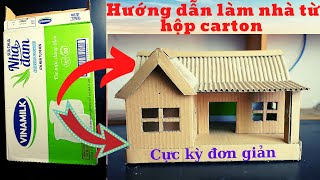 Làm nhà bằng giấy carton từ thùng sữa  Cat garden studio [upl. by Aicila]