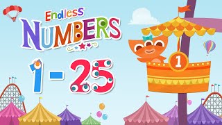 Endless Numbers  Learn to Count from 1 to 25  Simple Addition in English  Originator Games [upl. by Nospmis]