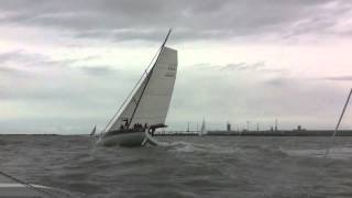 Trimaran Dragonfly 32 overtaking a fast 50 monohull [upl. by Gill]