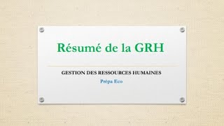 Résumé GRH révision générale pour lexamen [upl. by Sifan]