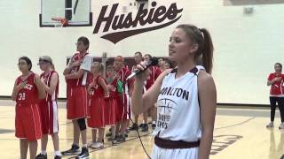 Hamilton High School Jessi Gradillas Sings National Anthem at Unified Game 42315 [upl. by Akinet]