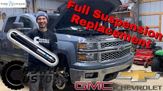 Chevy Silverado New front shocks rear shocks and Tires 0718 [upl. by Elletse]