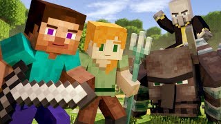 VILLAGE RAID  Alex and Steve Life Minecraft Animation [upl. by Aedni921]