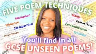 Five Literature Techniques Youll Find In ANY Unseen Poem  GCSE Poetry Devices  Free Revision Pack [upl. by Adnarahs691]