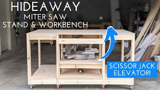 DIY Workbench with Hideaway Miter Saw [upl. by Ioved463]