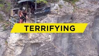 TERRIFYING CANYON SWING IN GRINDELWALD SWITZERLAND [upl. by Ananna191]