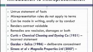 Misrepresentation Lecture 1 of 4 [upl. by Ahsehyt726]