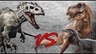 Indominus Rex vs Tyrannosaurus Rex amp Velociraptor  SPORE [upl. by Mini]