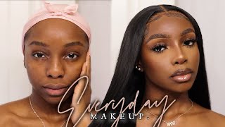 Detailed Flawless Everyday Soft Glam DARKSKIN WOC MakeUp Tutorial For Beginners [upl. by Newmark]