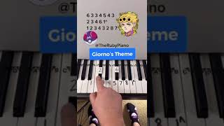 Giorno’s Theme Piano Easy Tutorial With Number Notes shorts piano [upl. by Paule]