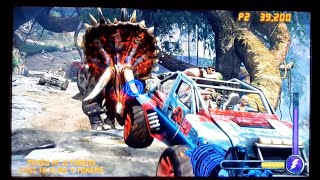 Jurassic Park Arcade Dinosaur Shooting Game Level 1 Triceratops takedown [upl. by Beuthel330]