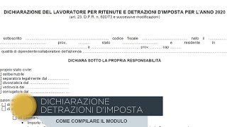 Come compilare modulo detrazioni dimposta [upl. by Neetsyrk]