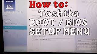 How to Access Toshiba Boot Menu  Toshiba BIOS Setup Utility [upl. by Rehpotsirk]