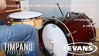 ULTIMATE Evans Bass Drum Heads Comparison  Timpano Percussion [upl. by Furgeson]