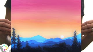 Acrylic Painting Tutorial for Beginners  Easy Sunset Landscape Painting [upl. by Serge995]