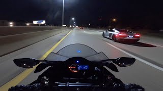 Ninja H2 Downtown Revs  Run in With Audi R8 [upl. by Ydna]