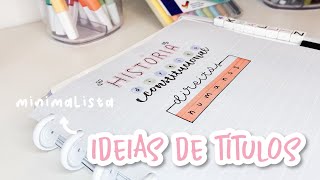 IDEIAS DE TÍTULOS  para você decorar o seu caderno ideias fáceis de fazer [upl. by Seuqramed]