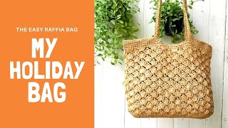 Easy raffia crochet summer beach bag  DIY tutorial [upl. by Inot]