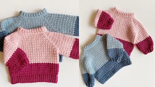 Crochet Mesh Stitch Baby Sweater [upl. by Lazare]