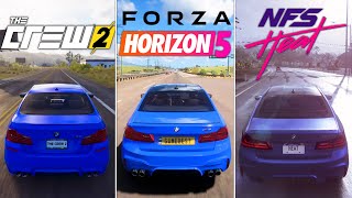 Forza Horizon 5 vs NFS Heat vs The Crew 2  Physics and Details Comparison [upl. by Kcirdnek]