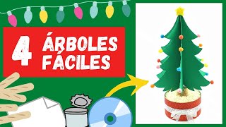 🎄 4 Árboles de Navidad con manualidades fáciles Adornos navideños [upl. by Ydrah]